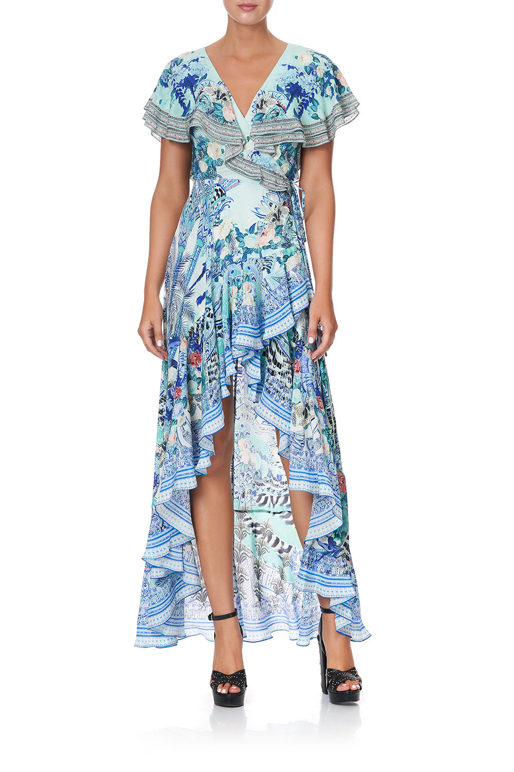 FRILL SLEEVE LONG DRESS WINGS OF LUXOR