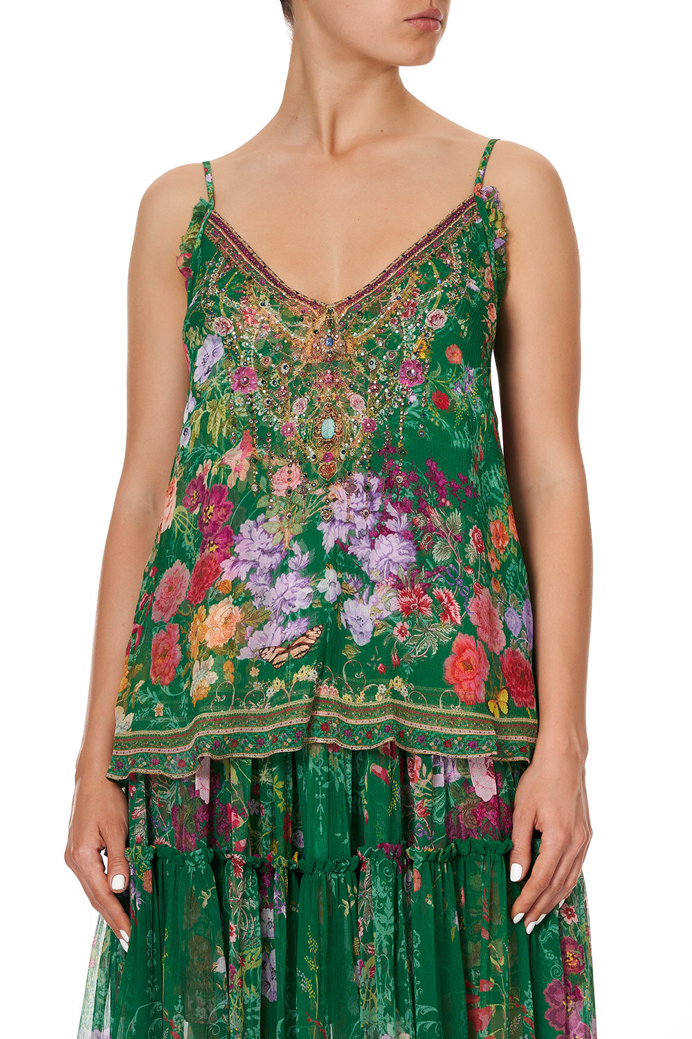 GATHERED CAMI WITH ADJUSTABLE STRAPS DIARIES FROM A VILLA