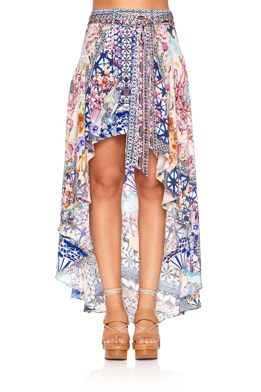 HIGH LOW SKIRT WITH WAIST TIE SHIBORI SHORES