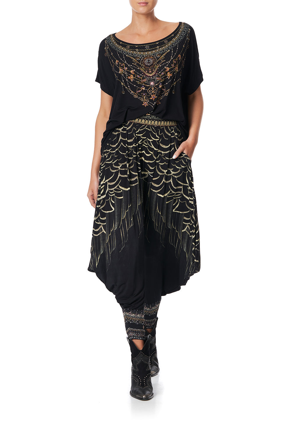 JERSEY DRAPE PANT WITH POCKET UNDER A FULL MOON