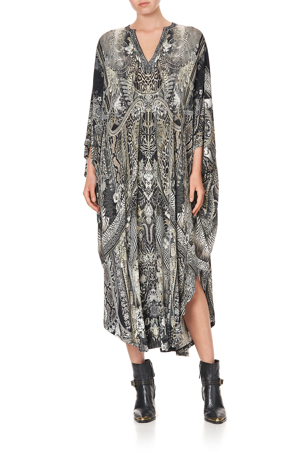 JERSEY LONG KAFTAN WITH ROUNDED HEM ONE TRIBE