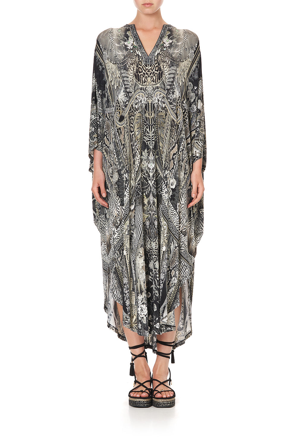 JERSEY LONG KAFTAN WITH ROUNDED HEM ONE TRIBE
