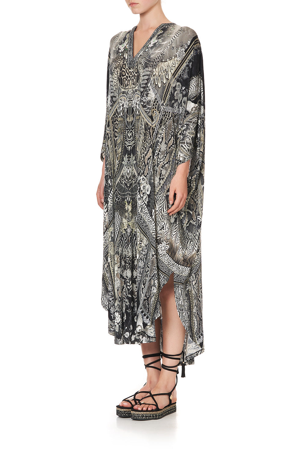 JERSEY LONG KAFTAN WITH ROUNDED HEM ONE TRIBE