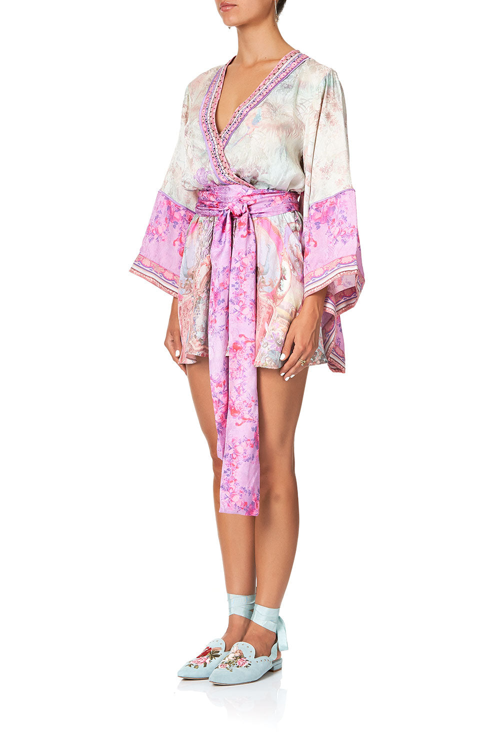 KIMONO SLEEVE PLAYSUIT WITH OBI BELT ELECTRON LIBRE