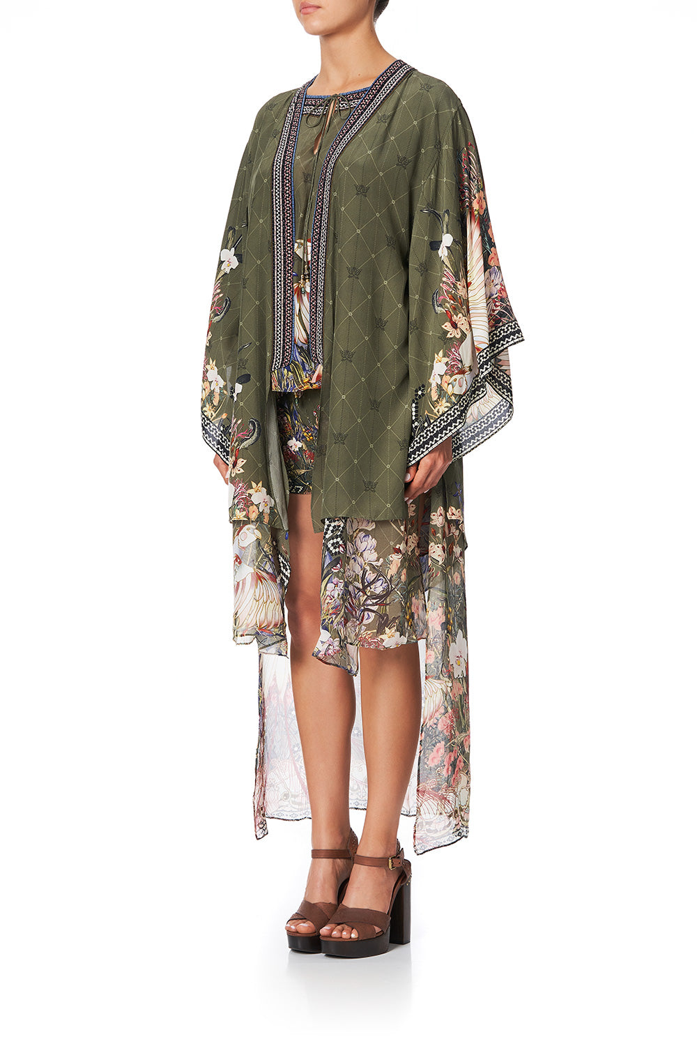 KIMONO WITH LONG UNDERLAYER WATCHFUL WINGS