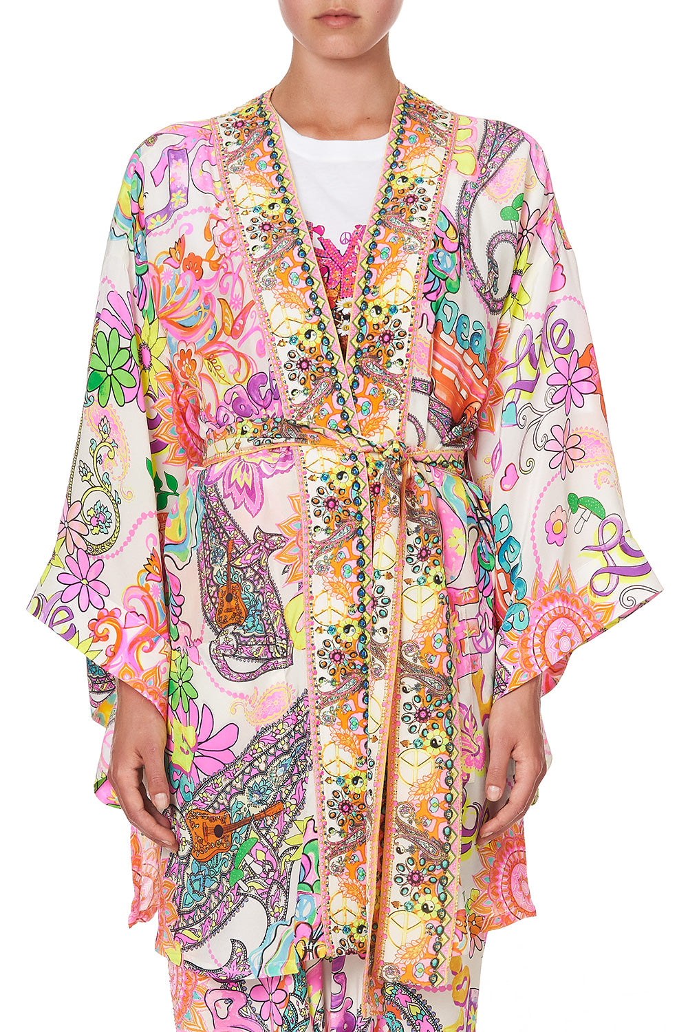 KIMONO WITH TIE BELT LET THE SUN SHINE