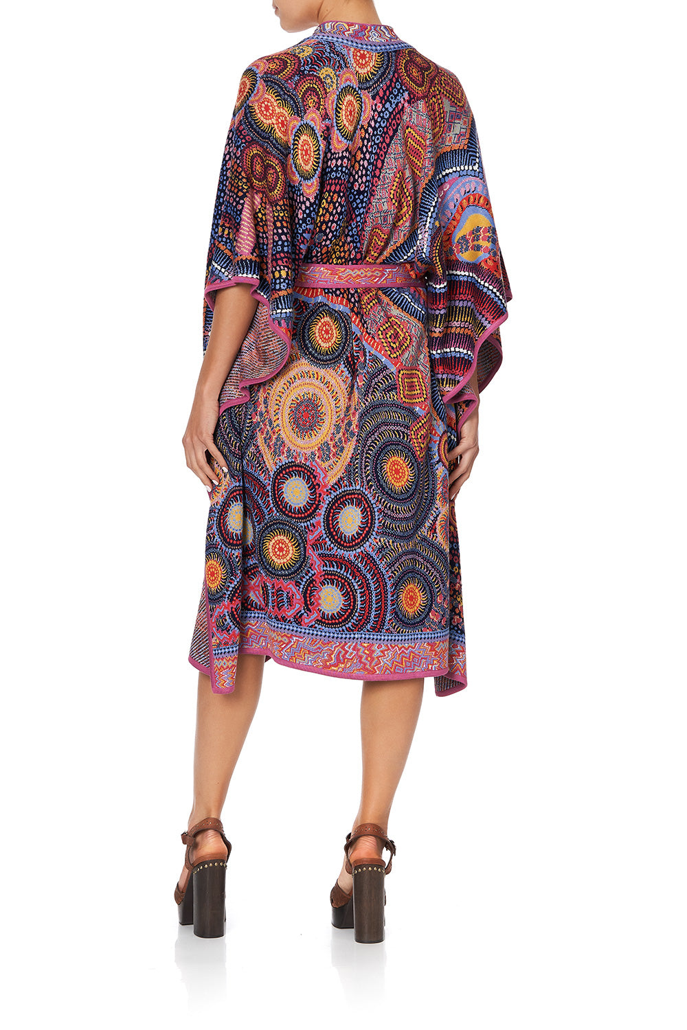 KNIT JACQUARD PONCHO WITH TIE WARLU DREAMING