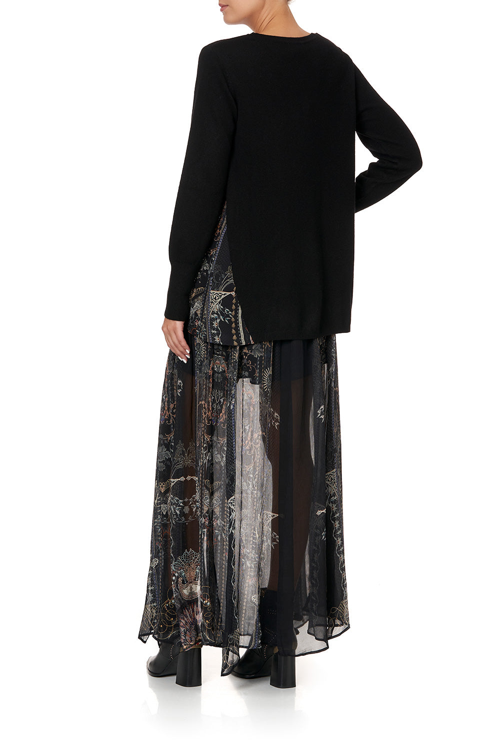 KNIT JUMPER WITH SILK GODET SON OF SEVEN QUEENS