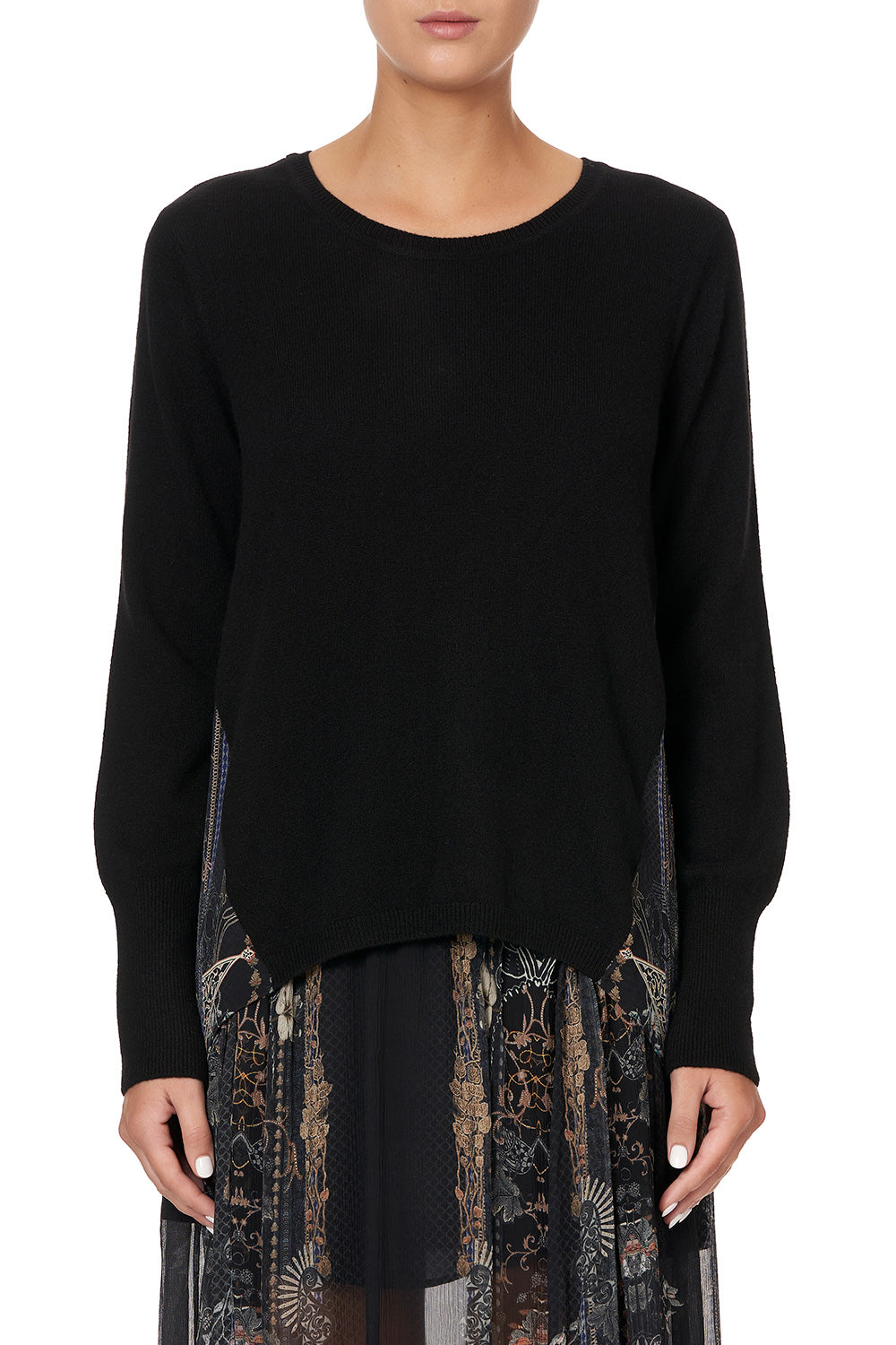 KNIT JUMPER WITH SILK GODET SON OF SEVEN QUEENS