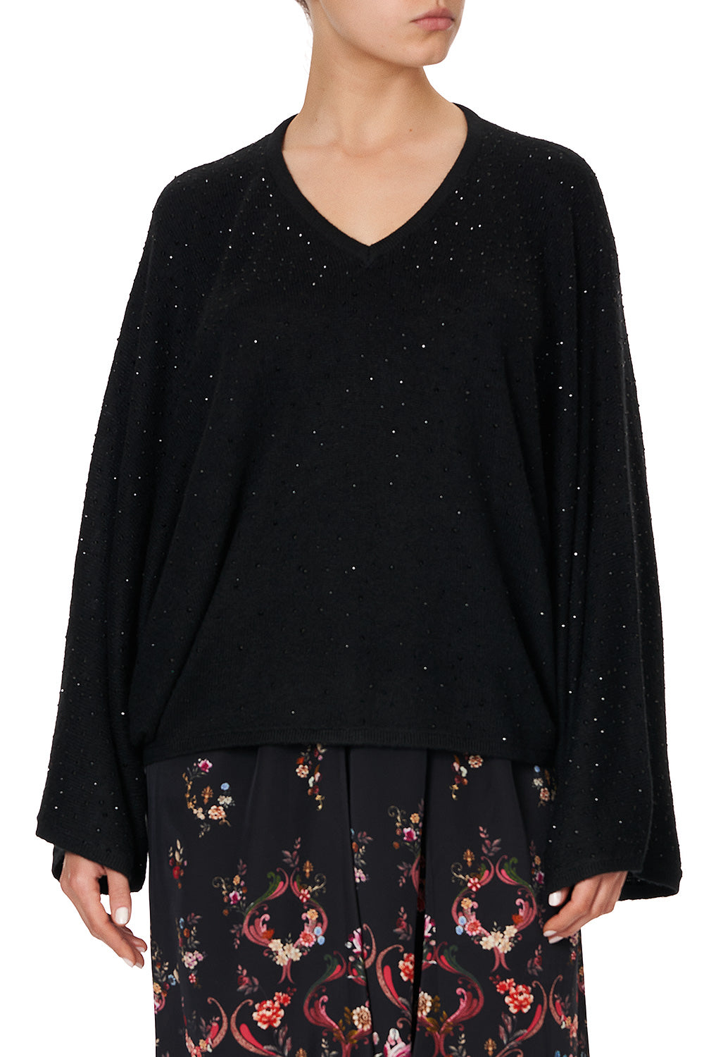 KNIT V NECK JUMPER WITH DOLMAN SLEEVE A GIRL LIKE YOU