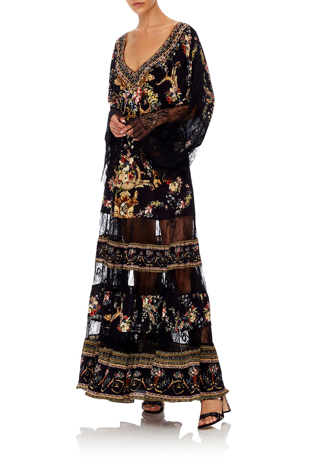 LACE PANEL DRESS FRIEND IN FLORA