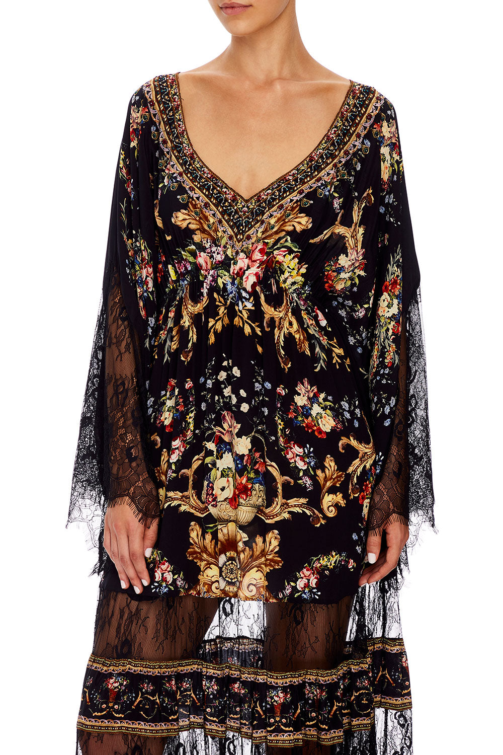 LACE PANEL DRESS FRIEND IN FLORA