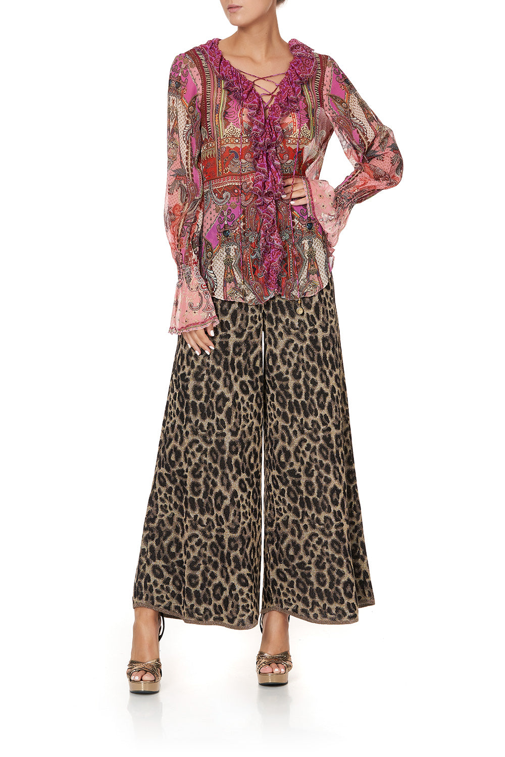 LACE UP RUFFLE BLOUSE LOTUS LOVERS