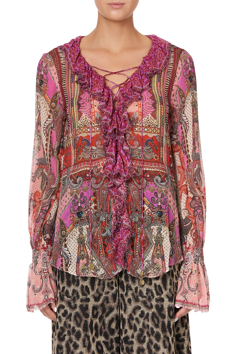 LACE UP RUFFLE BLOUSE LOTUS LOVERS