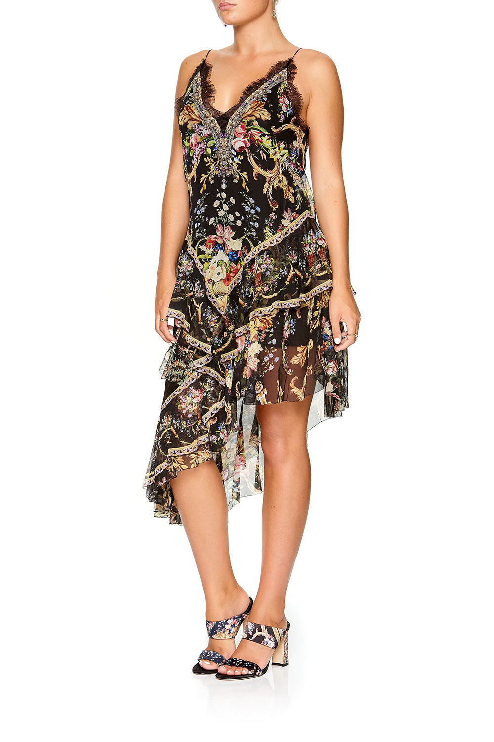 CAMILLA LAYERED ASYMMETRICAL DRESS FRIEND IN FLORA