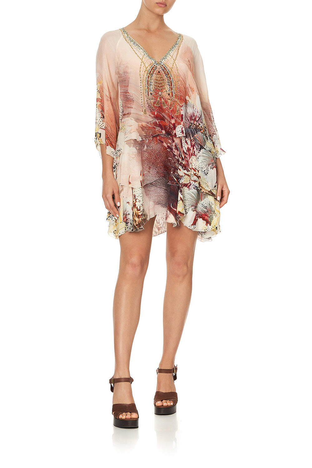 LAYERED FRILL SHORT DRESS COASTAL TREASURE