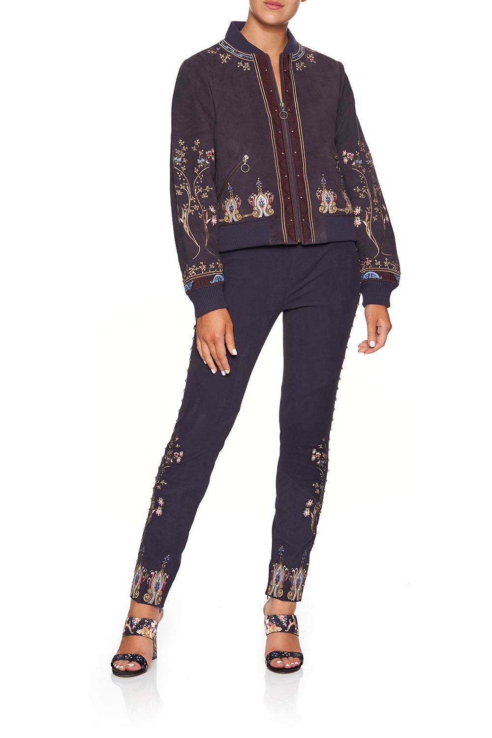 LEATHER BOMBER JACKET WILD FLOWER