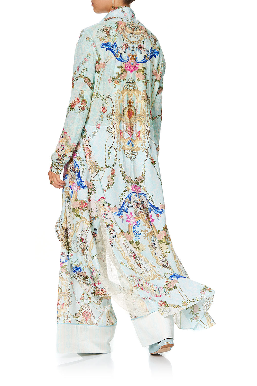 CAMILLA LONG CASUAL JACKET WITH LACE INSERTS VERSAILLES SKY