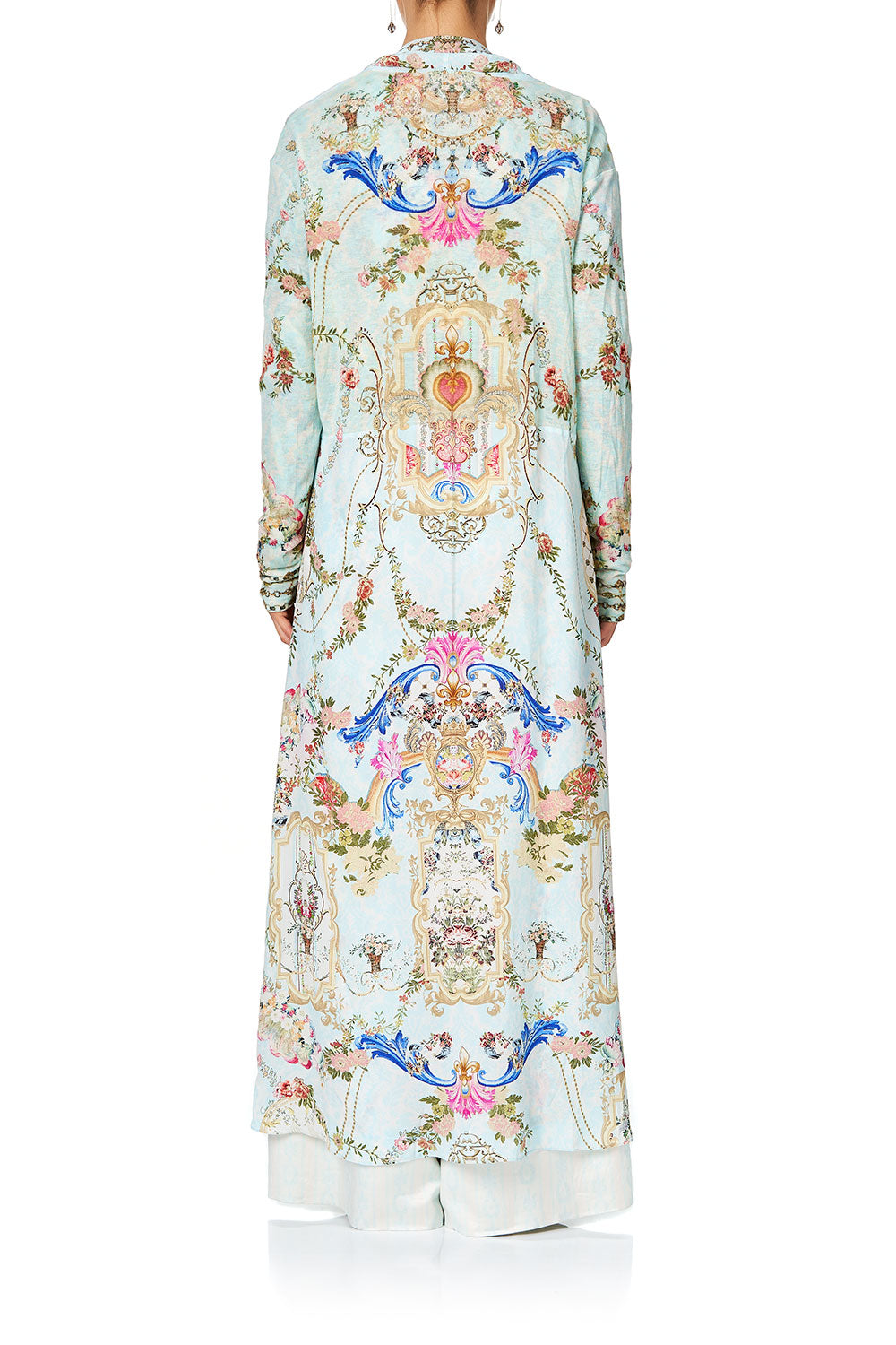 CAMILLA LONG CASUAL JACKET WITH LACE INSERTS VERSAILLES SKY