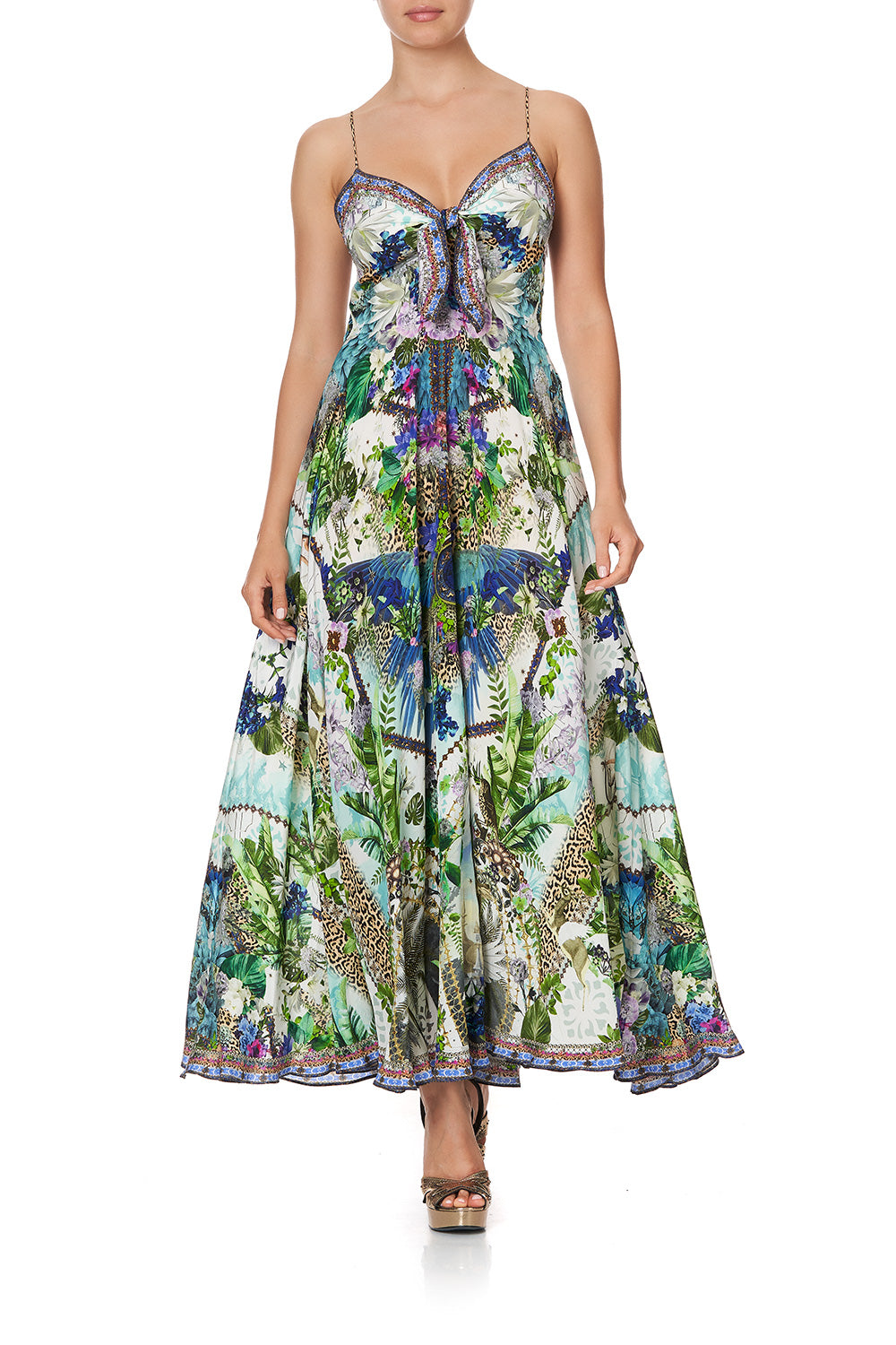 LONG DRESS WITH TIE FRONT MOON GARDEN