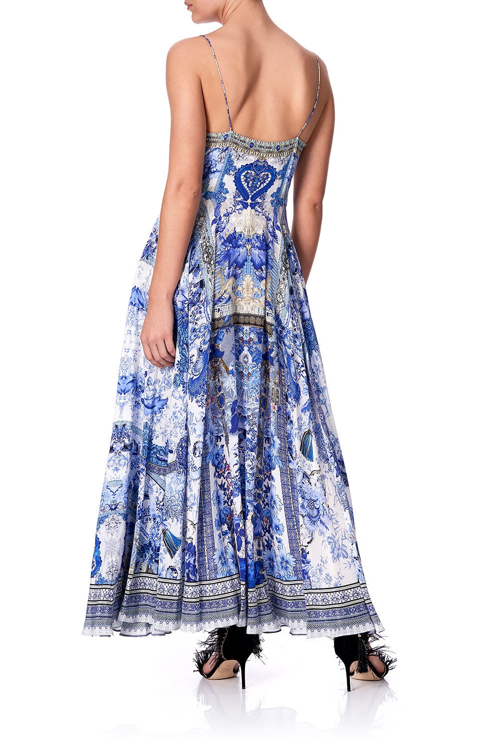 LONG DRESS WITH TIE FRONT PAINTED PROVINCIAL