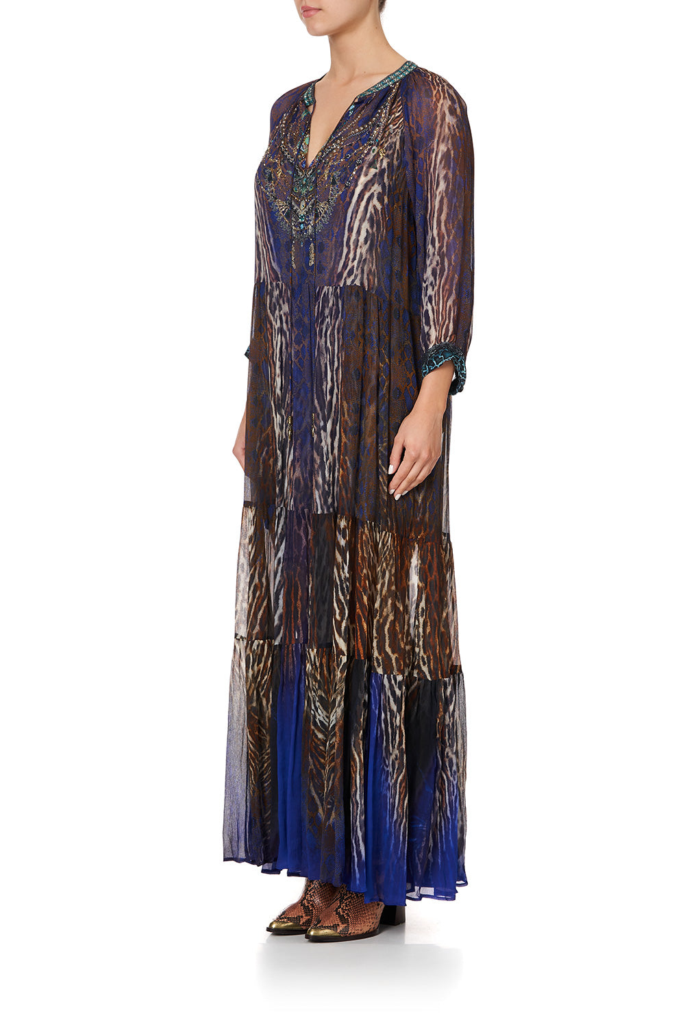 LONG GATHERED PANEL DRESS KOMODO QUEEN