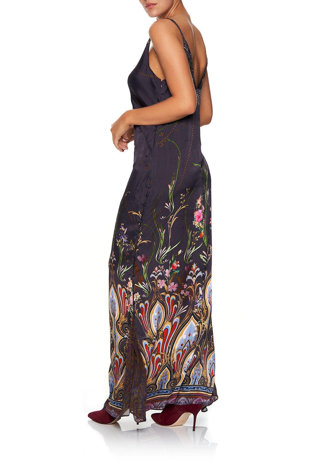LONG GODET SLIP DRESS WILD FLOWER