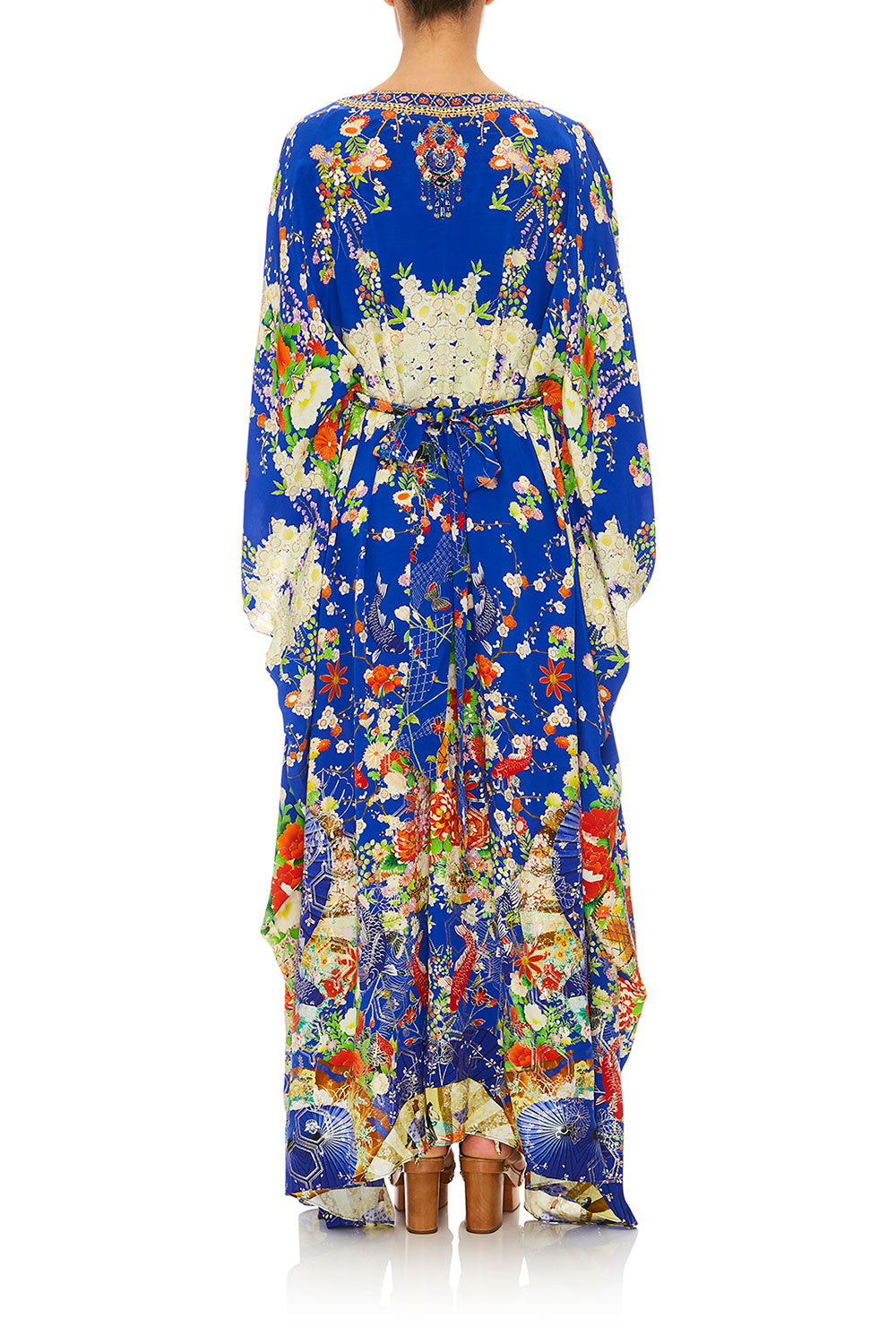 CAMILLA LONG KAFTAN WITH WAISTBAND PLAYING KOI
