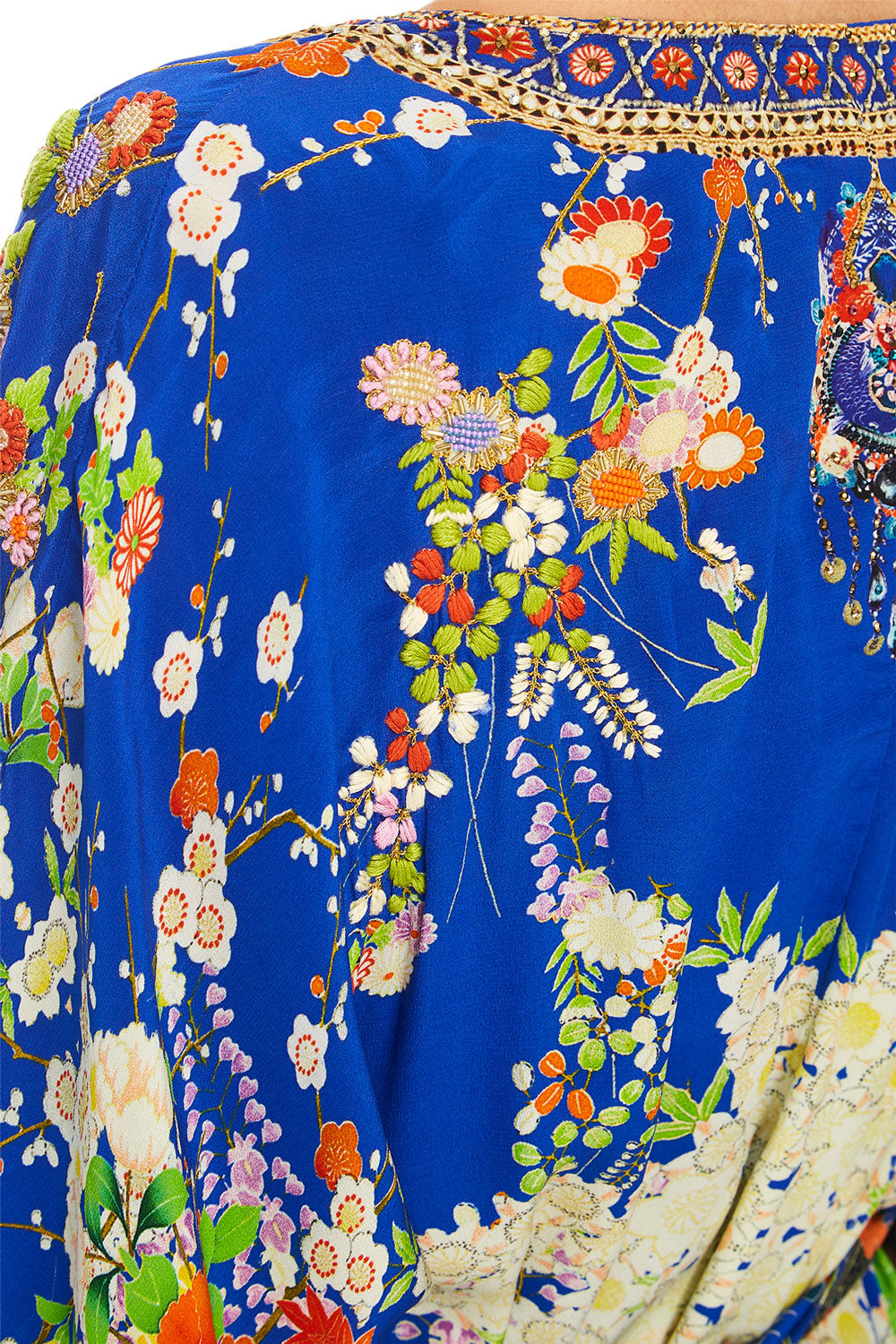 CAMILLA LONG KAFTAN WITH WAISTBAND PLAYING KOI