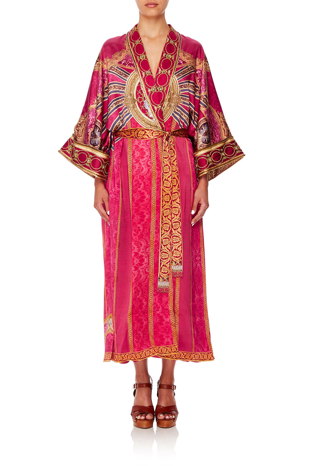 CAMILLA LONG ROBE WITH NARROW COLLAR LOUNGE HOUR