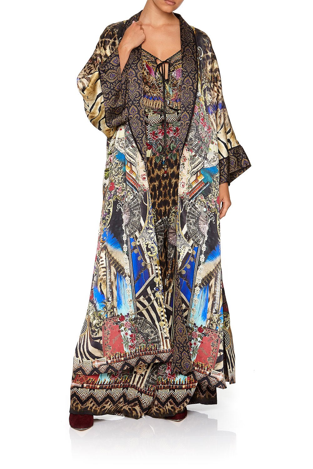 LONG ROBE WITH NARROW COLLAR STRONGER TOGETHER