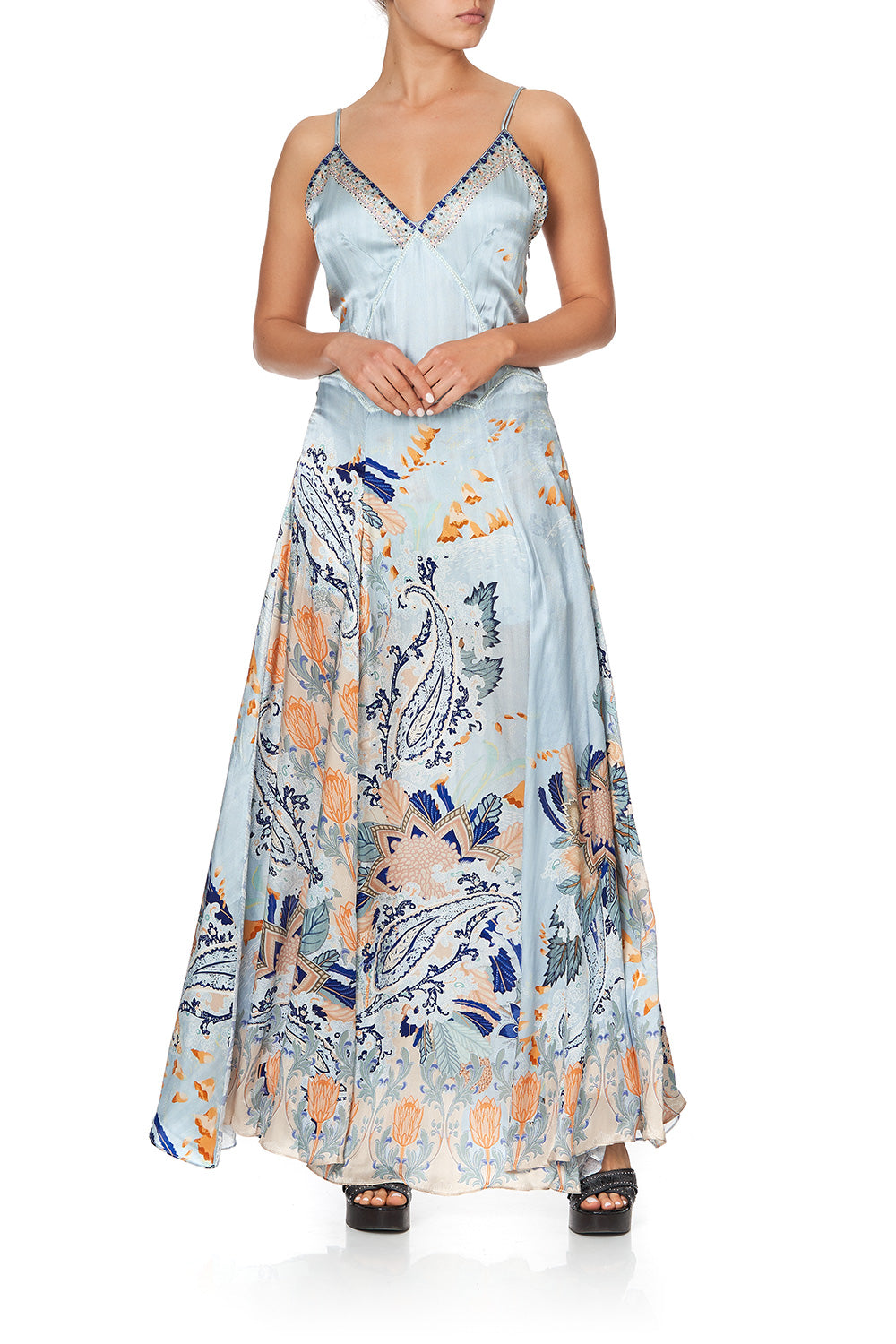 LONG SLIP DRESS WITH GODETS FRASER FANTASIA