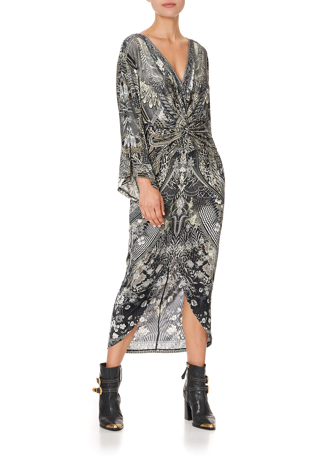 LONG SPLIT FRONT TWIST DRESS ONE TRIBE