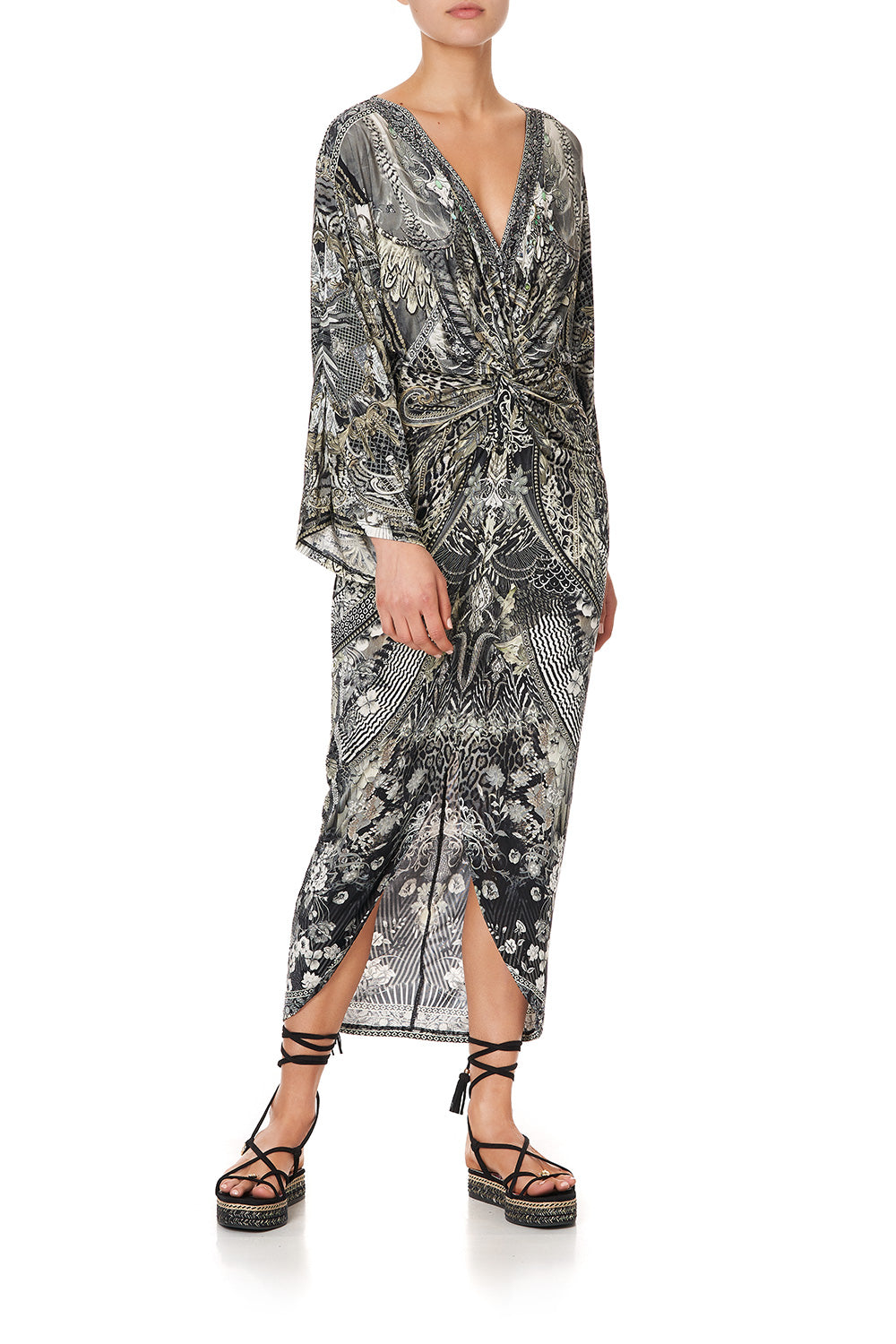 LONG SPLIT FRONT TWIST DRESS ONE TRIBE