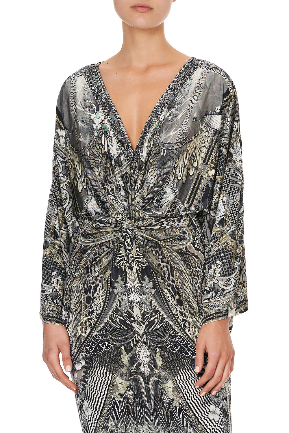 LONG SPLIT FRONT TWIST DRESS ONE TRIBE