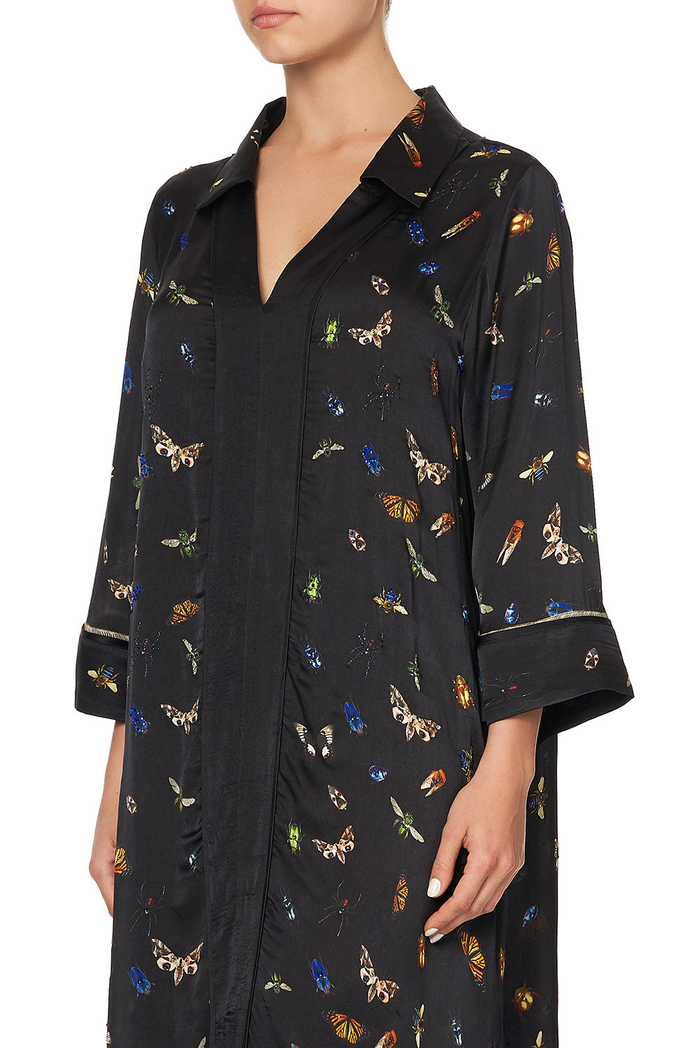 LOOSE SHIRT DRESS WITH CENTRE FRONT SPLIT LOVE BUG