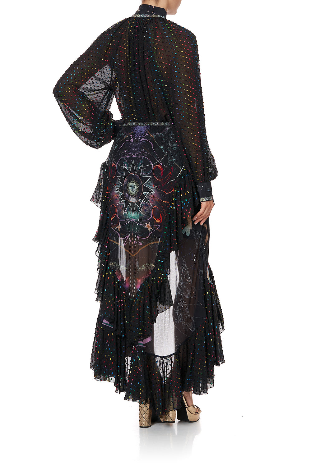 MAXI SKIRT WITH DOUBLE FRILL MIDNIGHT MOON HOUSE
