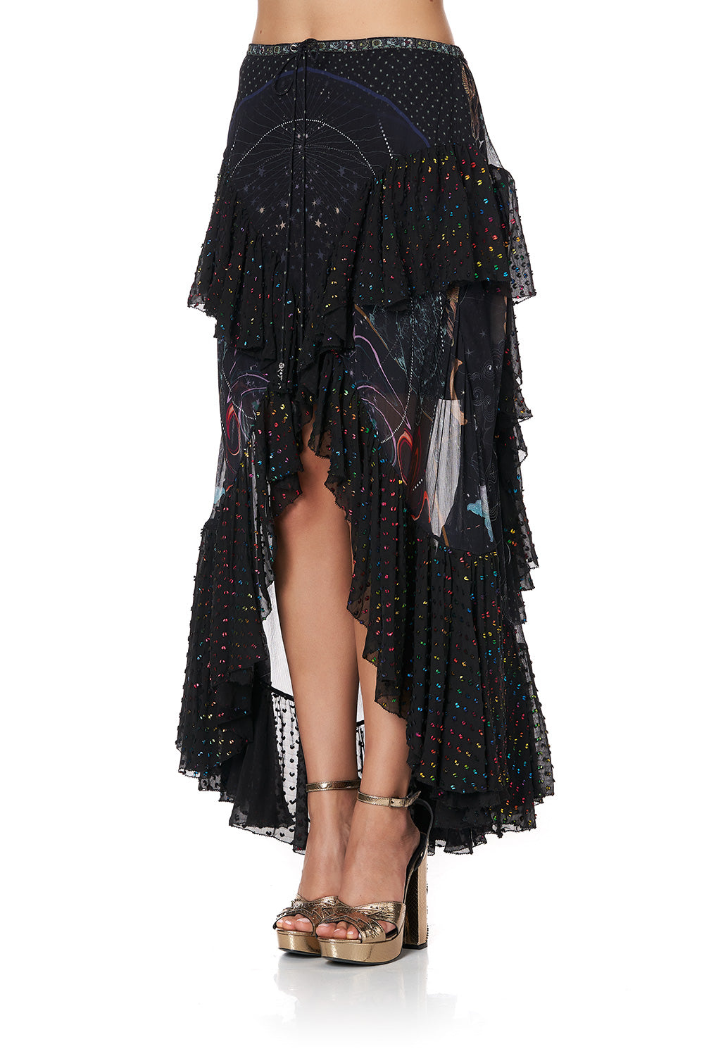 MAXI SKIRT WITH DOUBLE FRILL MIDNIGHT MOON HOUSE