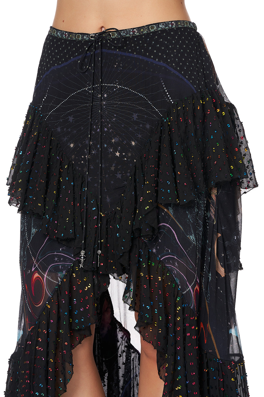 MAXI SKIRT WITH DOUBLE FRILL MIDNIGHT MOON HOUSE