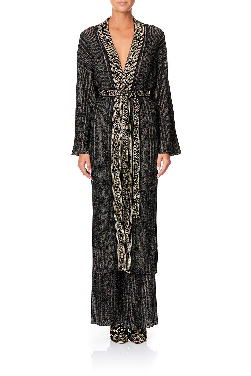 CAMILLA METALLIC KNIT CARDI WITH TIE REBELLE REBELLE