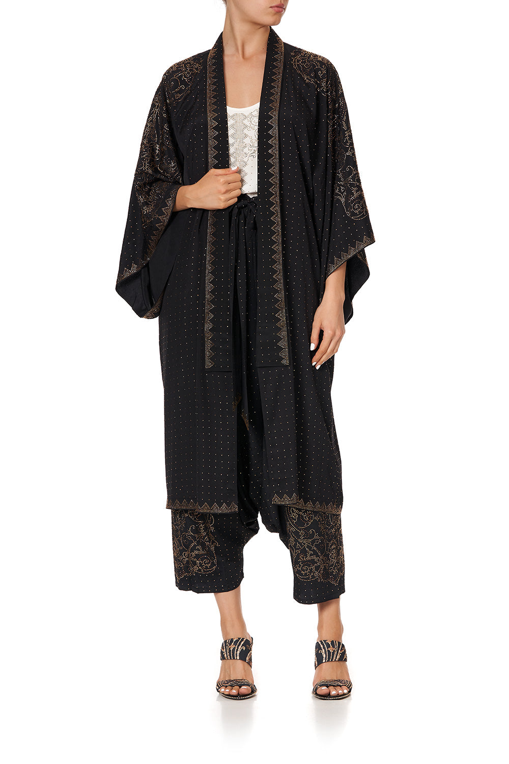 MID LENGTH KIMONO COAT LUXE BLACK