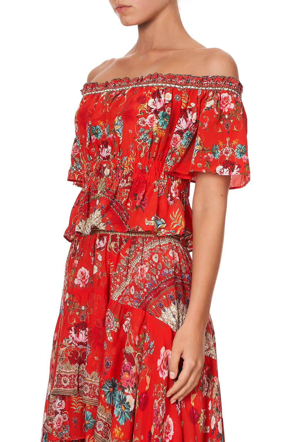 OFF SHOULDER GATHERED TOP CAMEOS CAN CAN