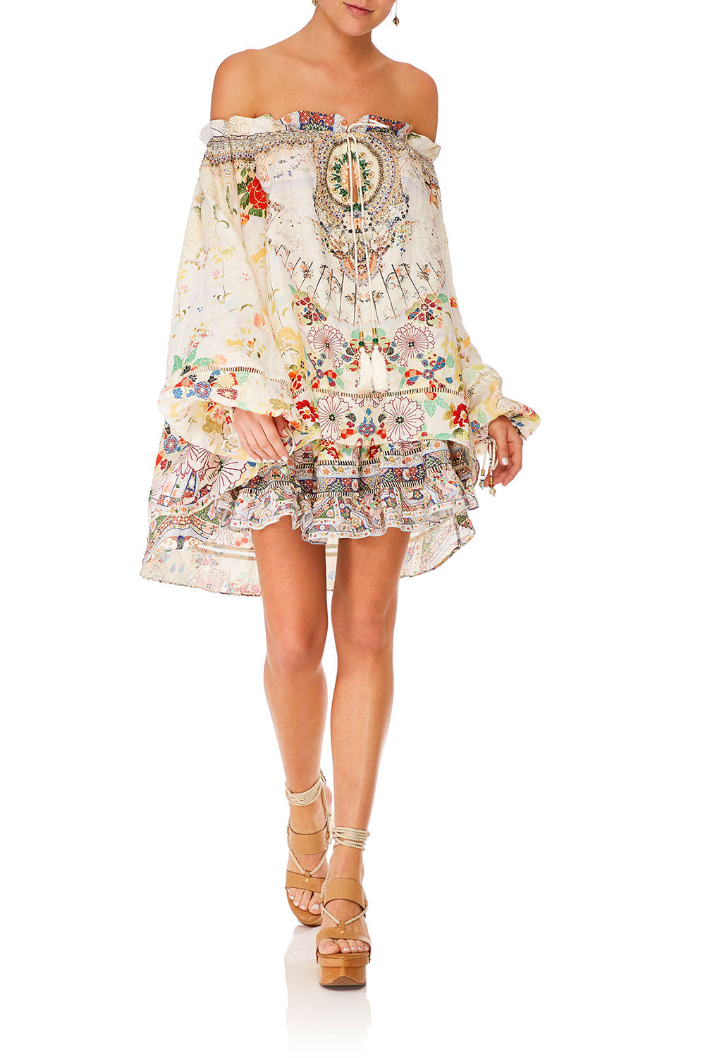 CAMILLA TIME AFTER TIME SHORT SHIRRED SKIRT