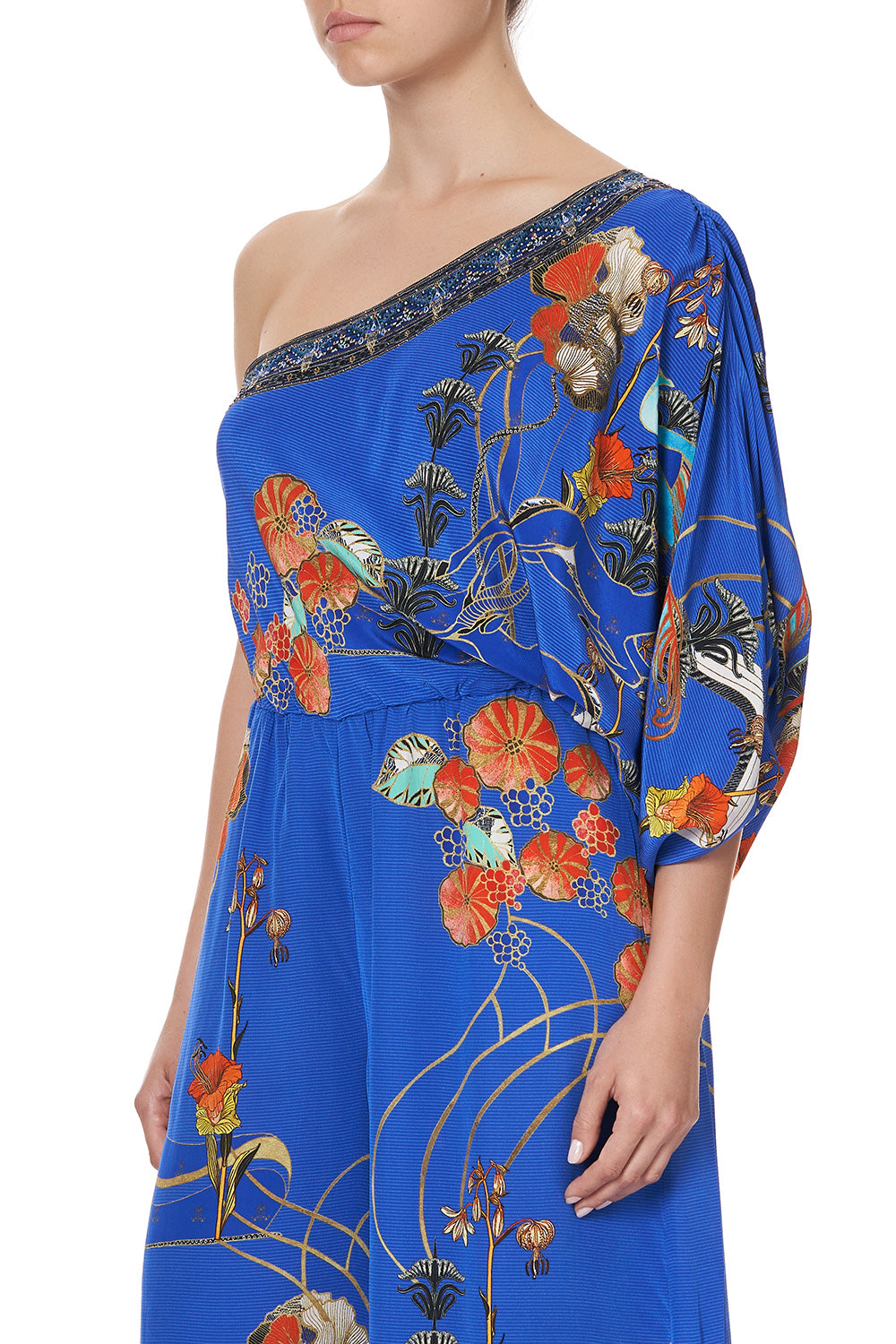 ONE SHOULDER FLARED JUMPSUIT TREE OF LIFE