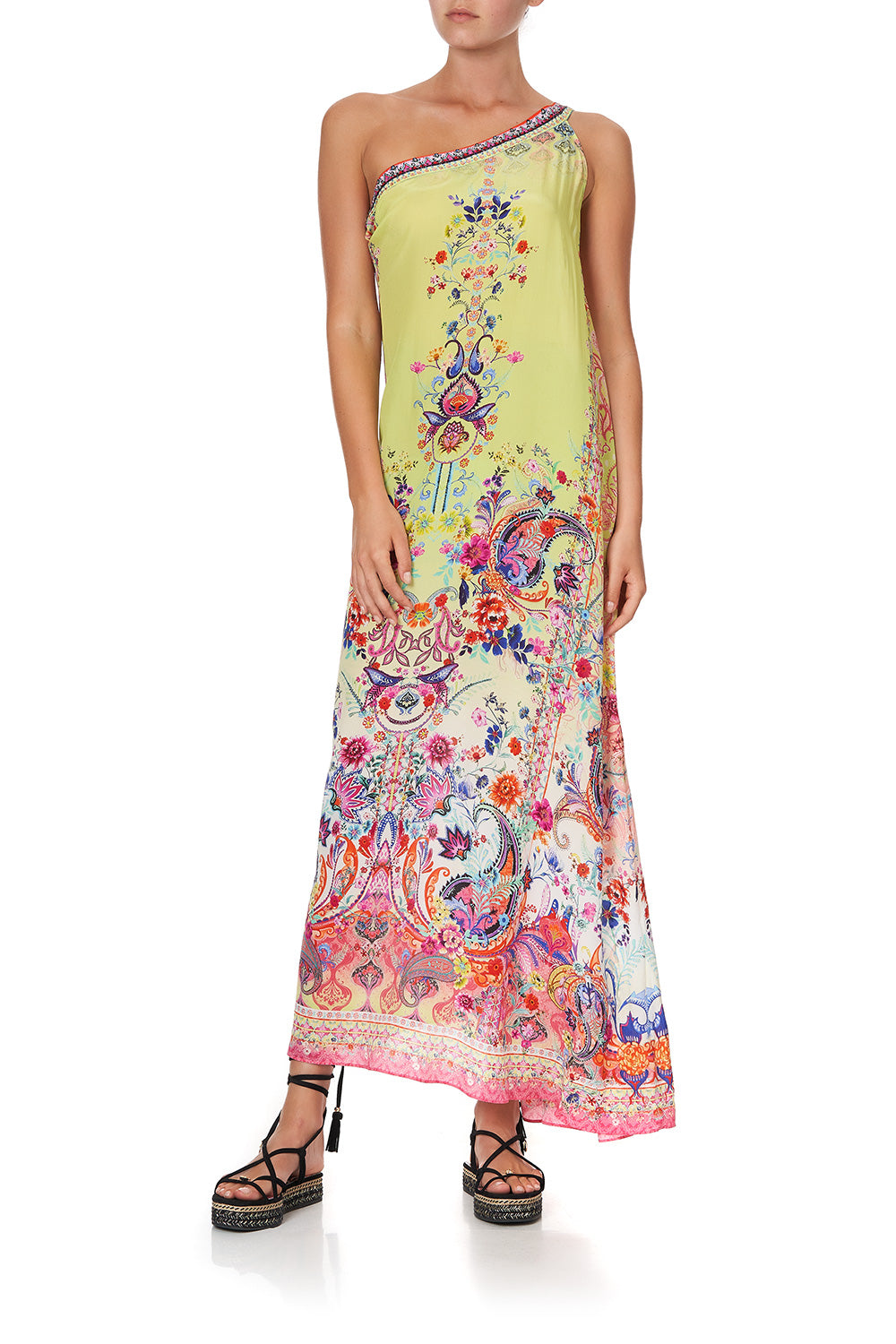 ONE SHOULDER KAFTAN WITH NECKBAND PEACE MOVEMENT