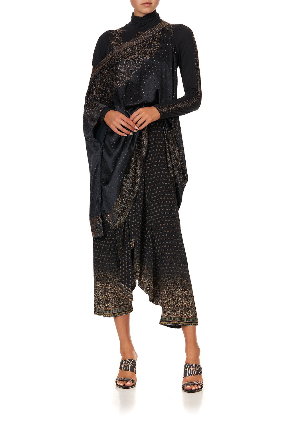 ONE SHOULDER SHORT KAFTAN LUXE BLACK