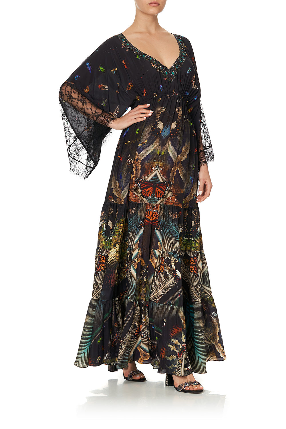 PANEL DRESS WITH LACE SLEEVE MATERNAL INSTINCT