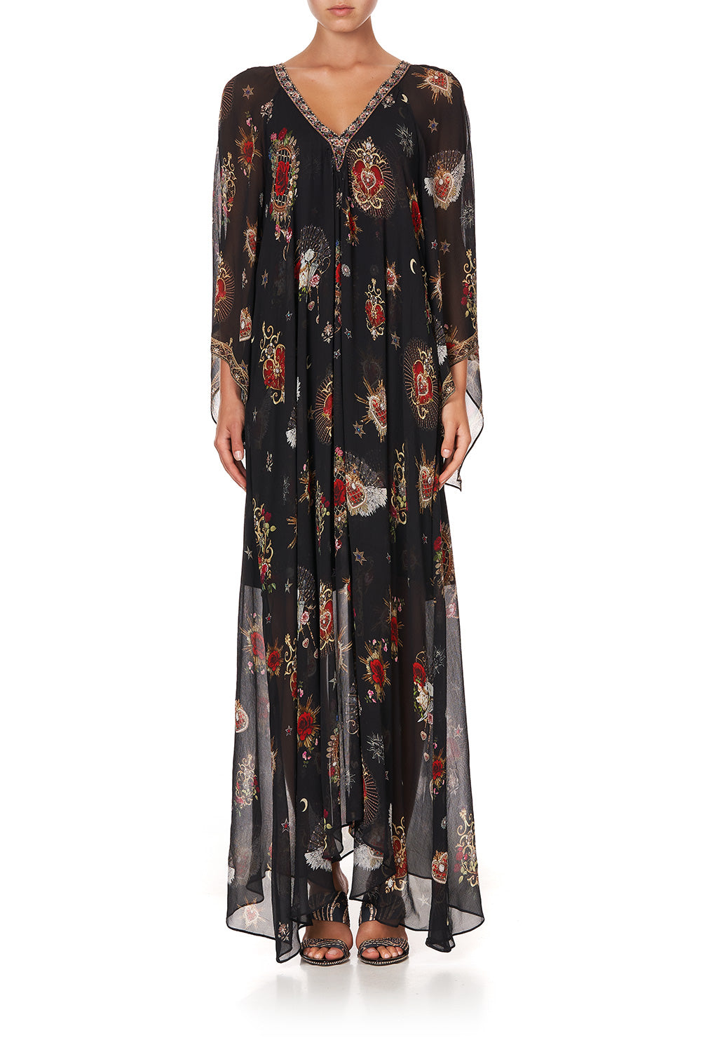 PLEAT SLEEVE LONG DRESS MONTAGUES CAPULET