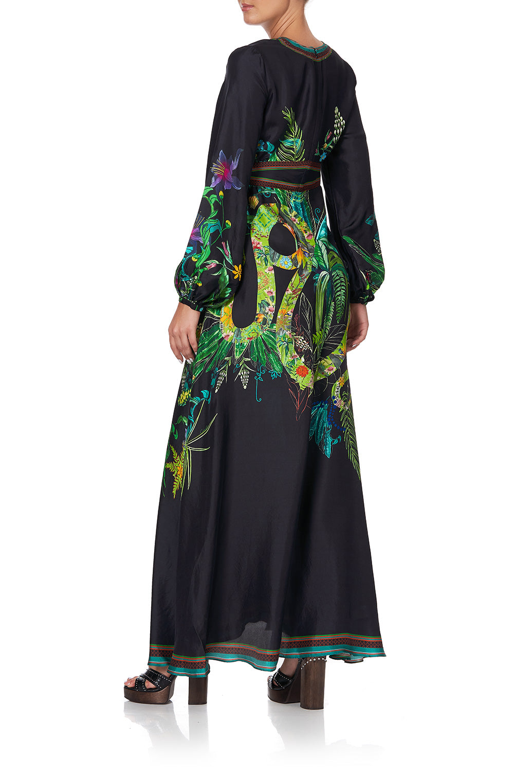 PRINTED LANTERN SLEEVE DRESS RIVER CRUISE