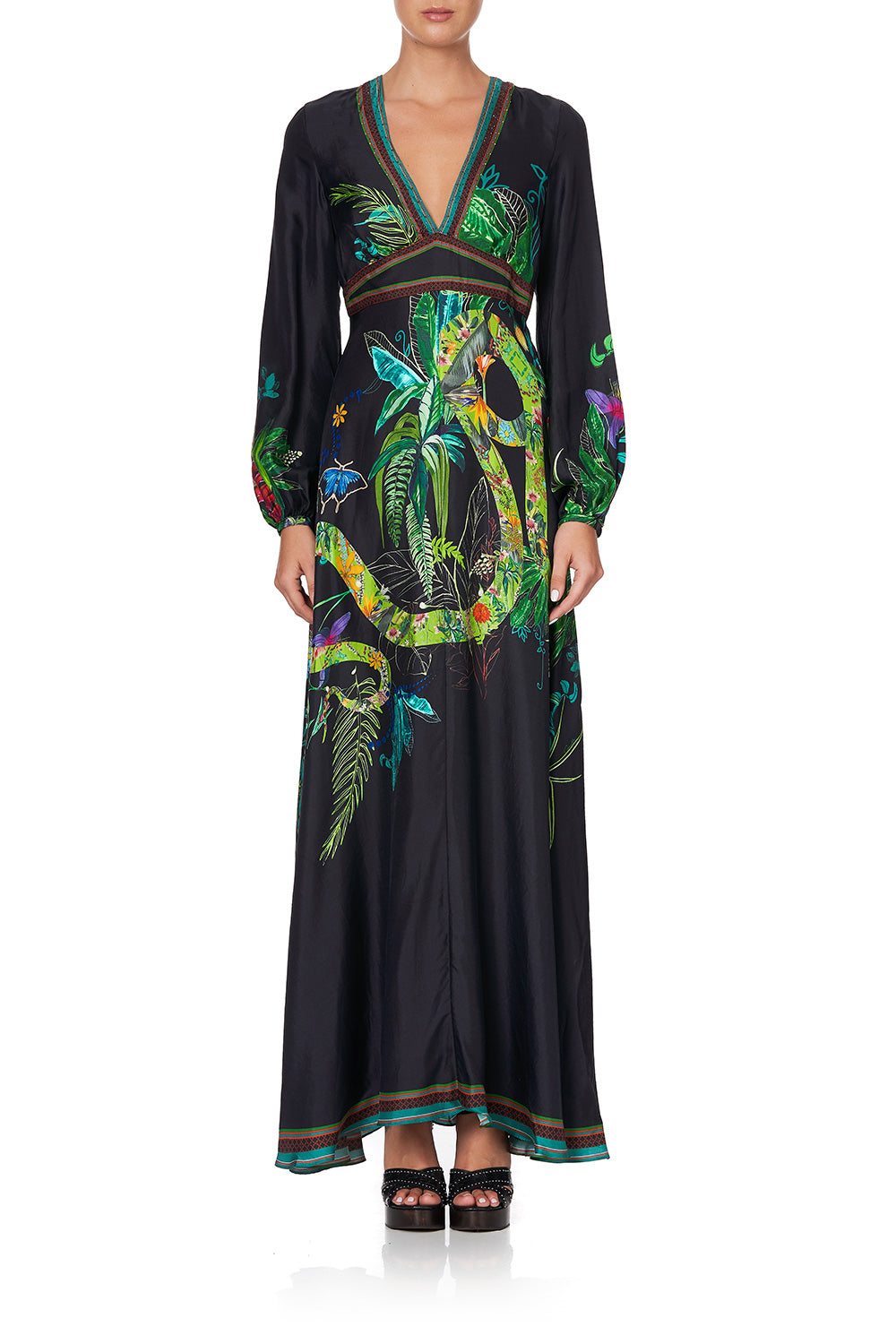 PRINTED LANTERN SLEEVE DRESS RIVER CRUISE